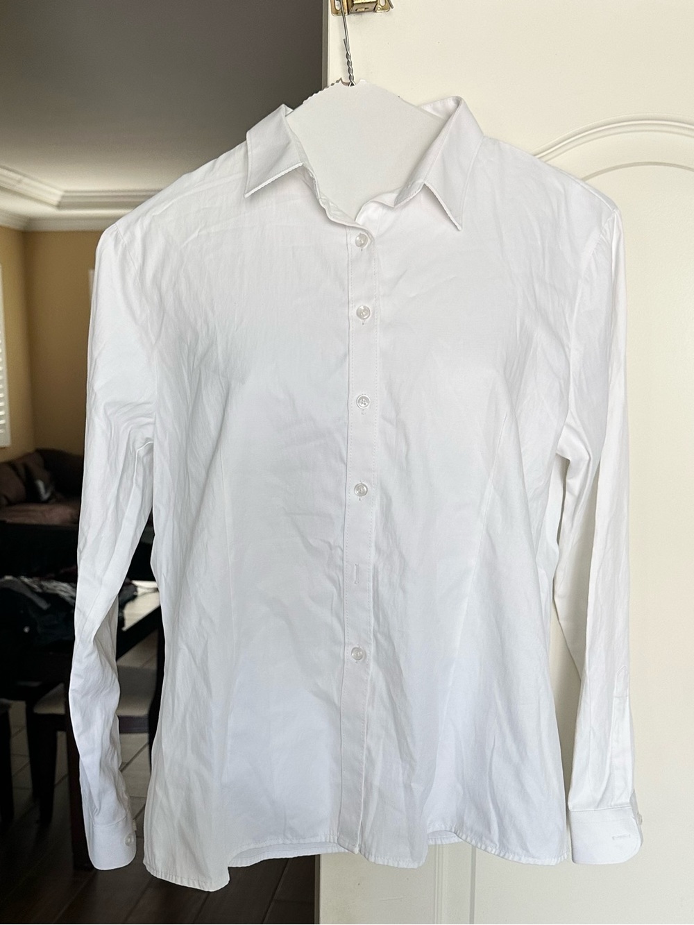 Classic White Women's Button-Up Shirt - Long Sleeve